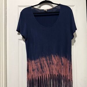 Gimmicks By Bike Short Sleeve Fringe Top Medium